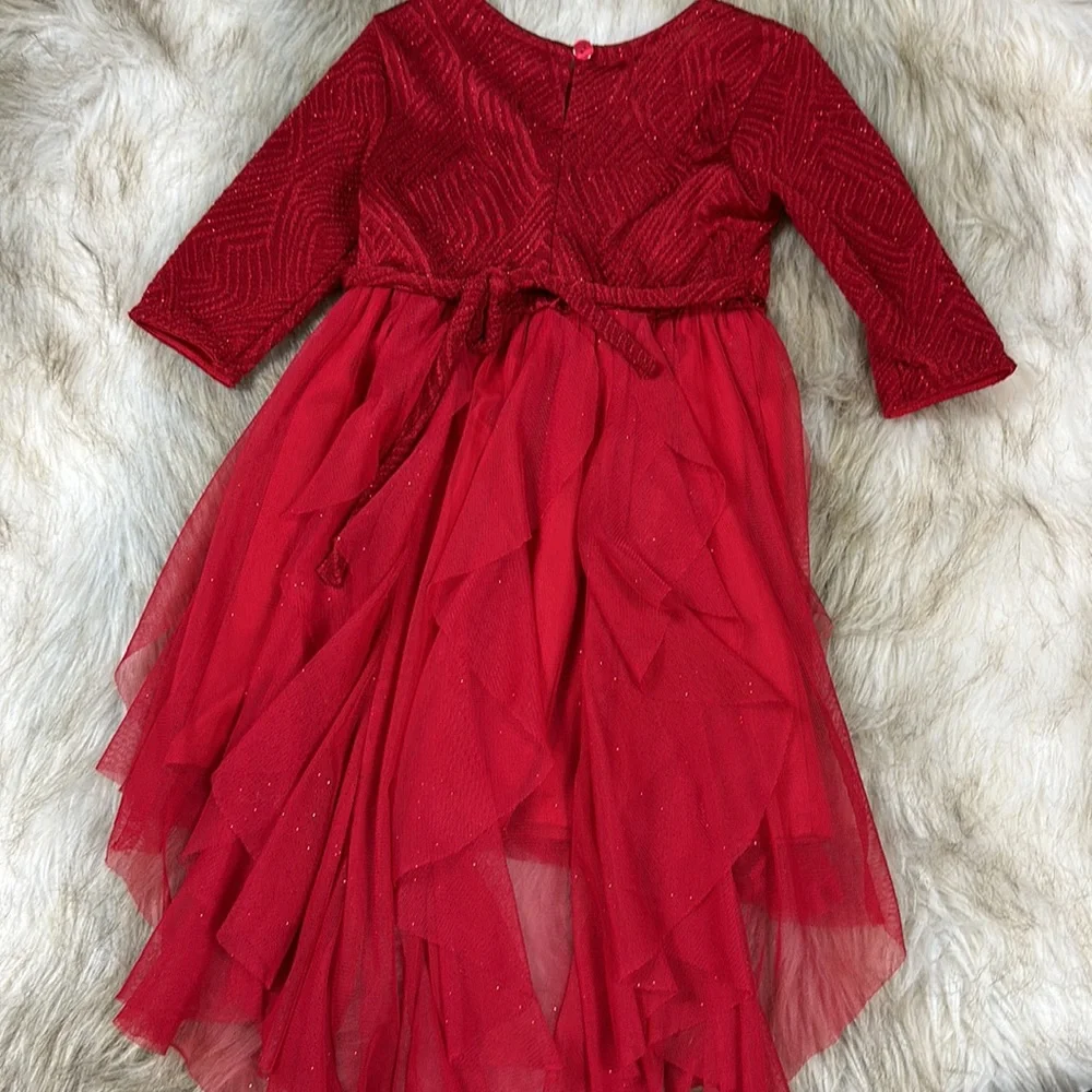 Sweet Heart Rose Girls Size 4 Red Sparkle Tulle Holiday Christmas Dress